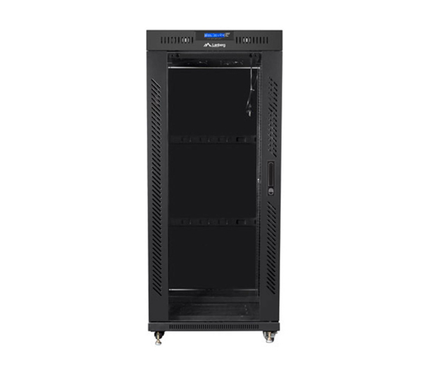 LANBERG Szafa instalacyjna rack stojąca 19 27U 600x800 czarna, drzwi szklane LCD (Flat pack) FF01-6827-12BL - 704974 - zdjęcie 3